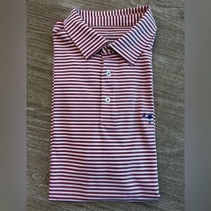 Vineyard Vines Red and White Striped Performance Polo